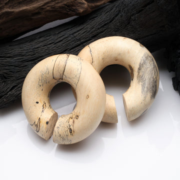 Detail View 1 of A Pair Of Old Tamarind Wood Hoop Hanger Plug